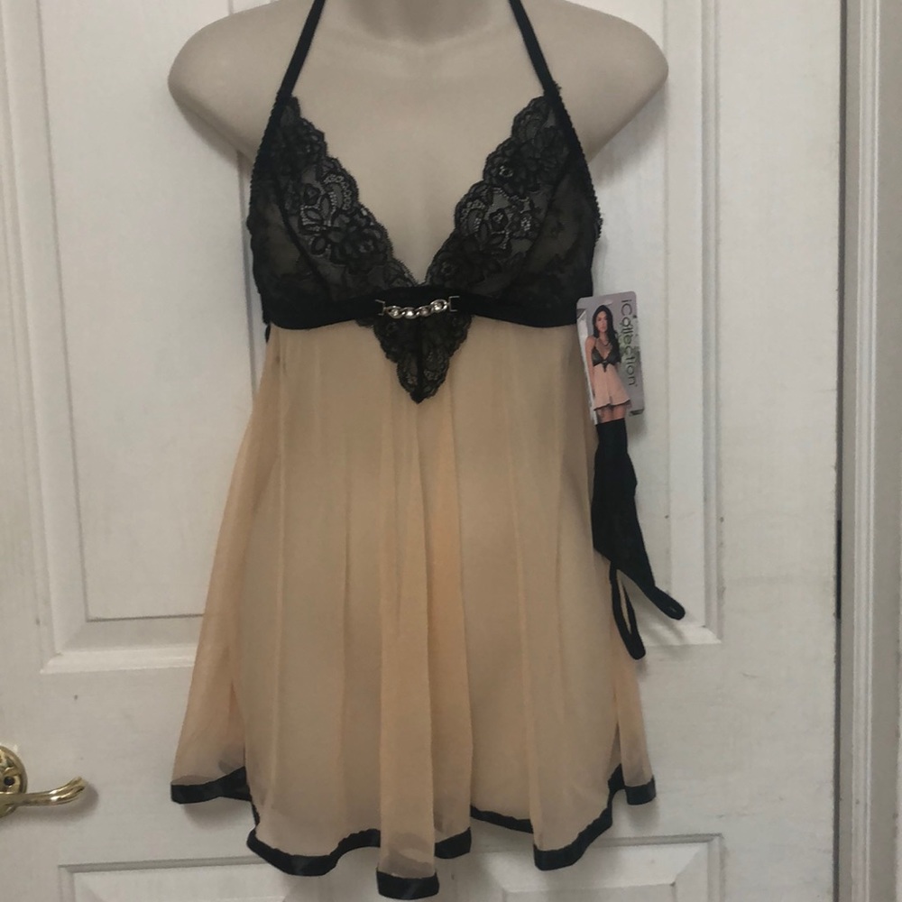 NWT Sheer Lace Babydoll Lingerie Matching Panties